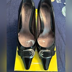 Circa Joan & David  Black Lacquer Pumps Heels shoes size 7.5